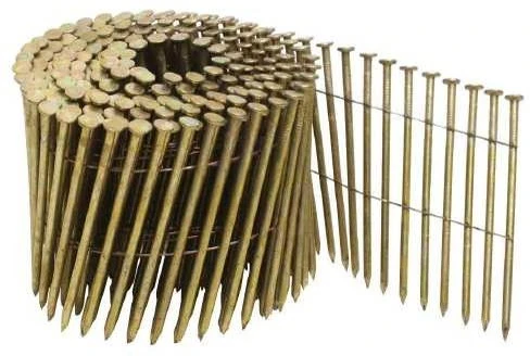 Galvanised Wire Collated Coil Nails, close-up product shot