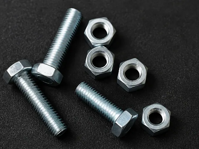 Zinc-plated hex bolts with matching nuts